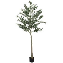 Homcom - Faux Olive Tree in Pot with 900 Leaves and 40 Fruits, Artificial Tree for Home, Office and Living Room Decor, 6ft Height - Green