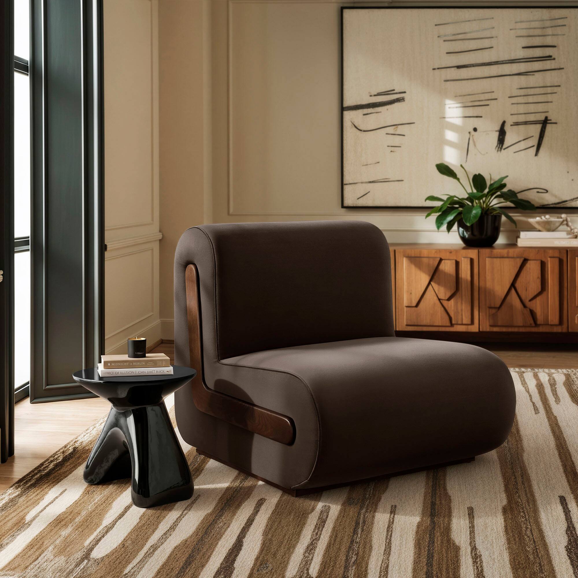 Front. Modway - Denby Performance Velvet Accent Chair by Modway - Chocolate Brown.
