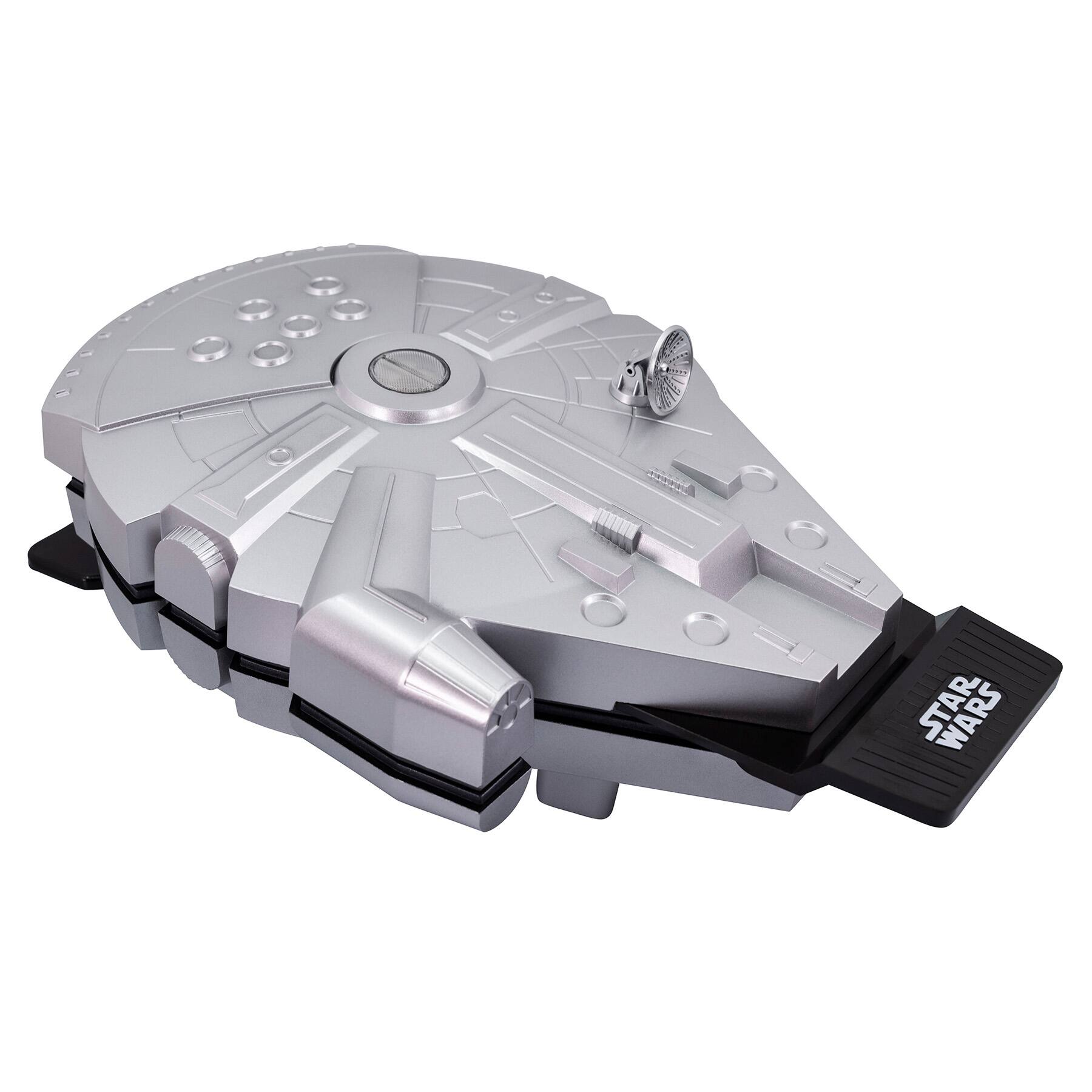 Front. Uncanny Brands - Star Wars Millenium Falcon Deluxe Waffle Maker - Silver.