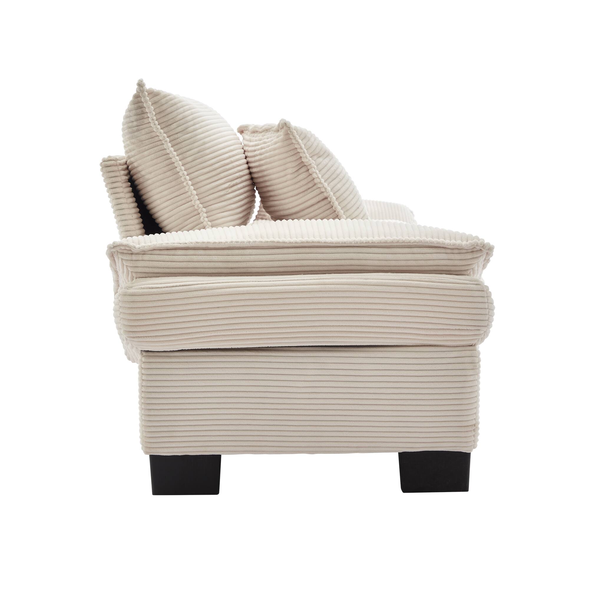 Back. APRILSOUL - Corduroy Sofa Sleeper Couch Loveseat Pillows Comfy Deep Seat Sofa Bedroom Living Room Apartment Office Dorm Beige - Beige.