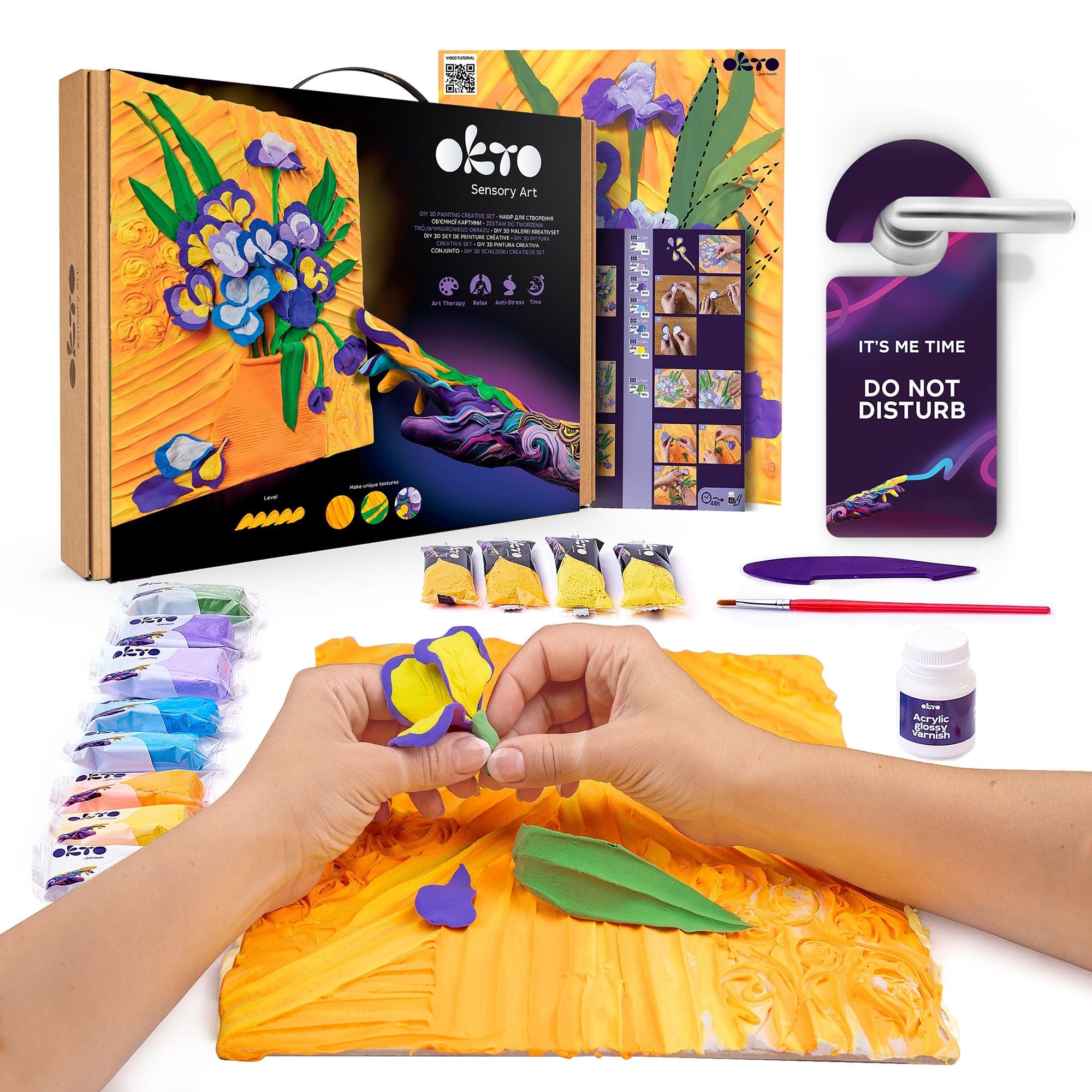 OKTO - Sensory Art 3D Painting “Irises” – 11.8” x 15.7” Canvas Kit