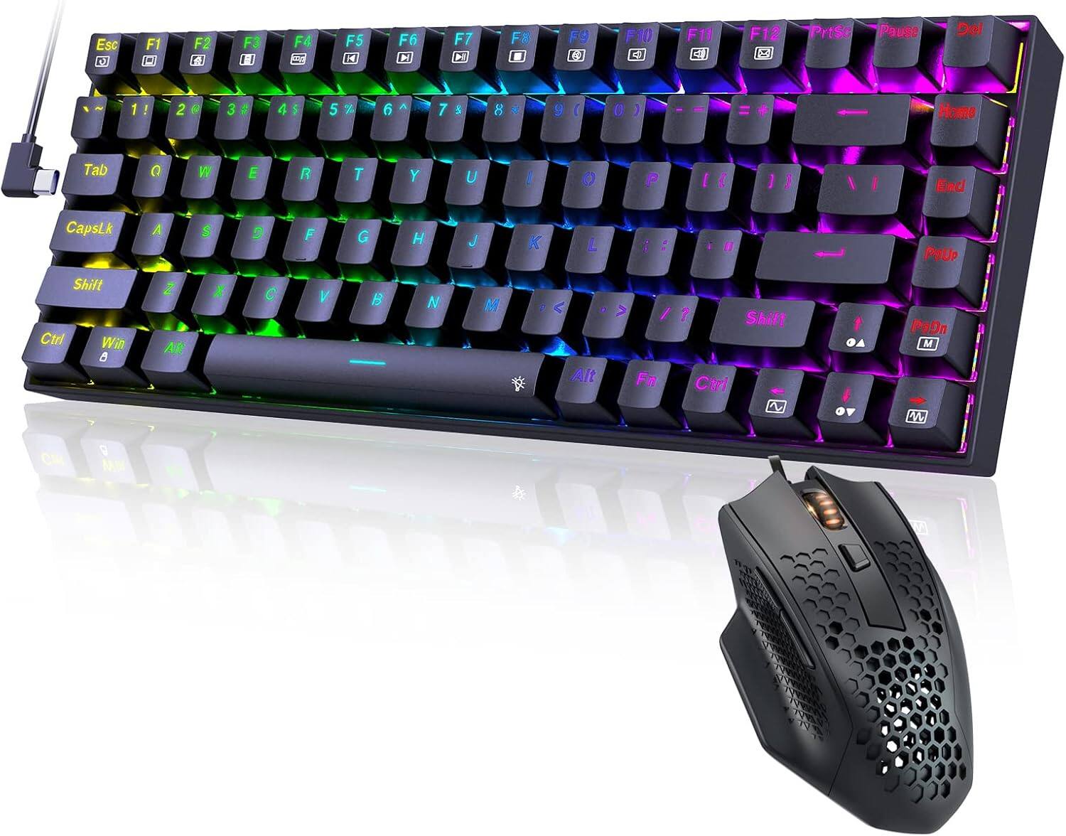 REDRAGON - K629-RGB USB-C Wired Mechanical Keyboard, 94 Keys, Hot-Swappable Switches - Black