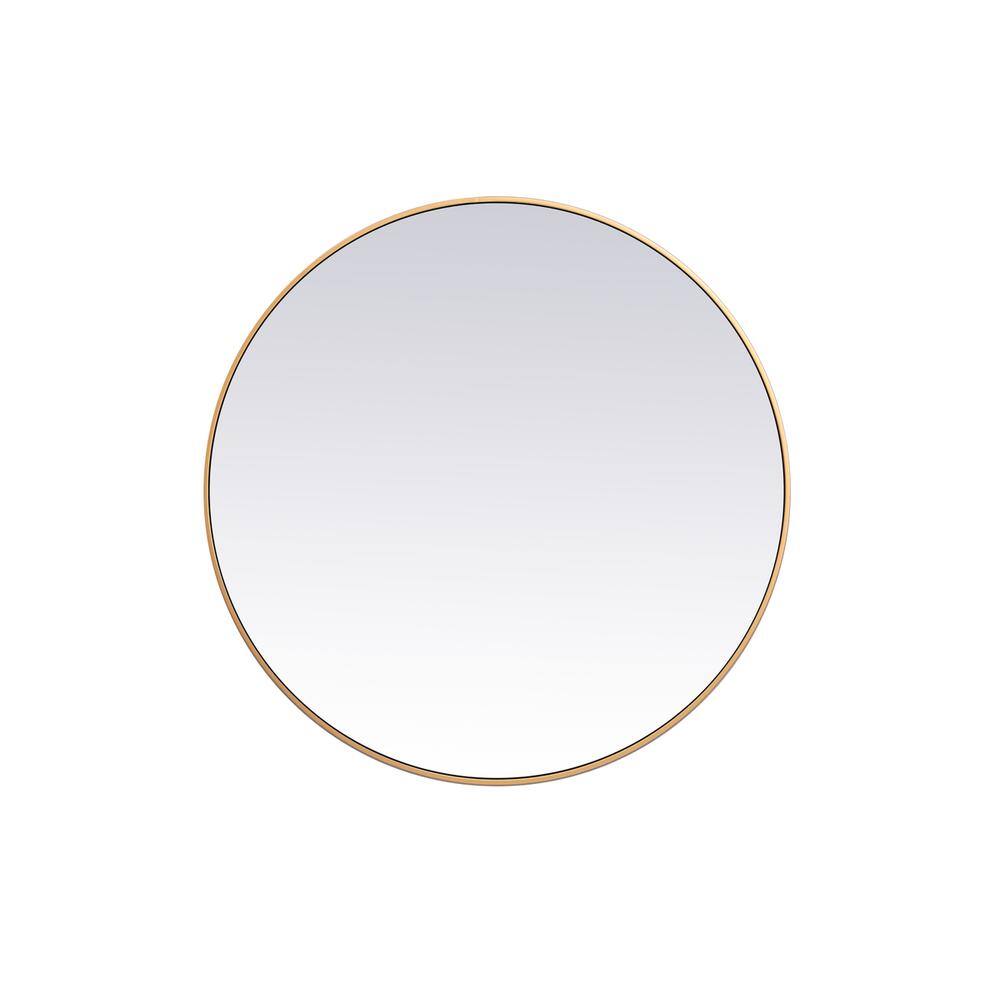 Alt View 2. Elegant Decor - Metal frame round mirror 39 inch in Brass - Brass.