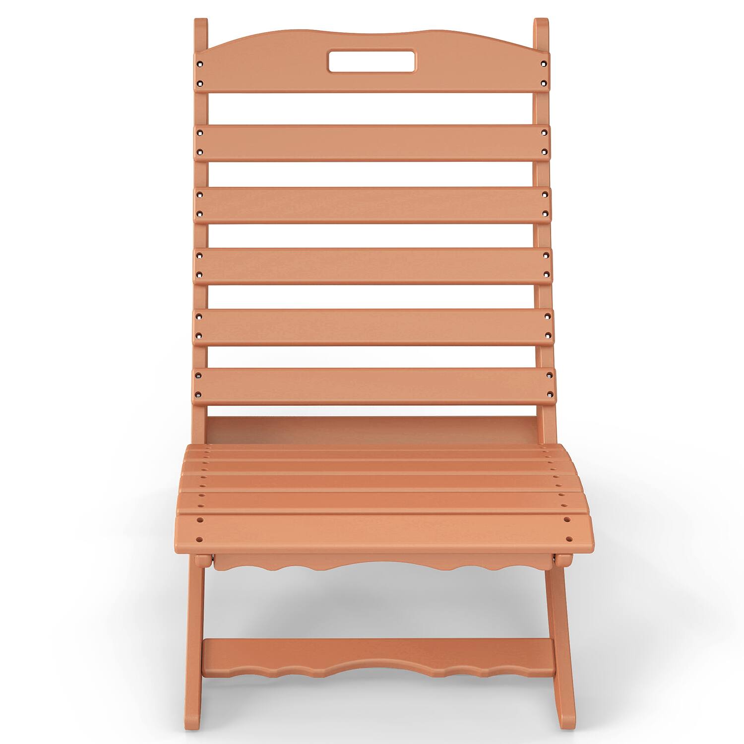 Left. FODINGHILL - Folding Xavier Wave Chairs , Portable HDPE Adirondack Chairs, All-Weather Outdoor Chairs - Teak.