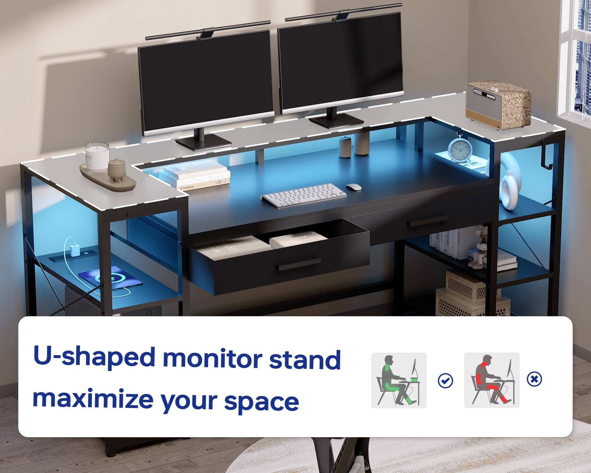 U-shaped monitor stand maximize your space