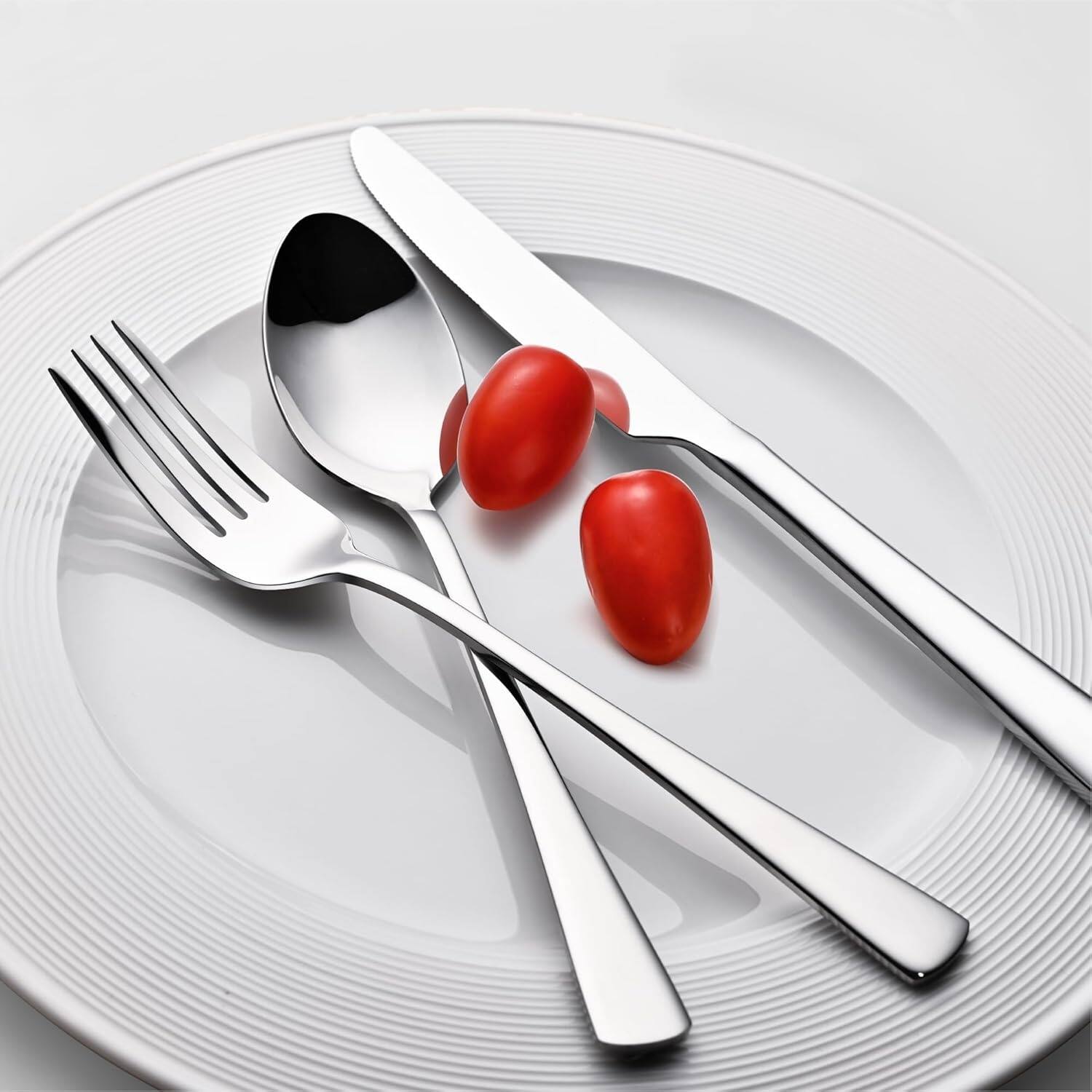 Alt View 1. Dazzed Corner - Silverware Set for 8, 40-Piece Stainless Steel Flatware Set - Silver.