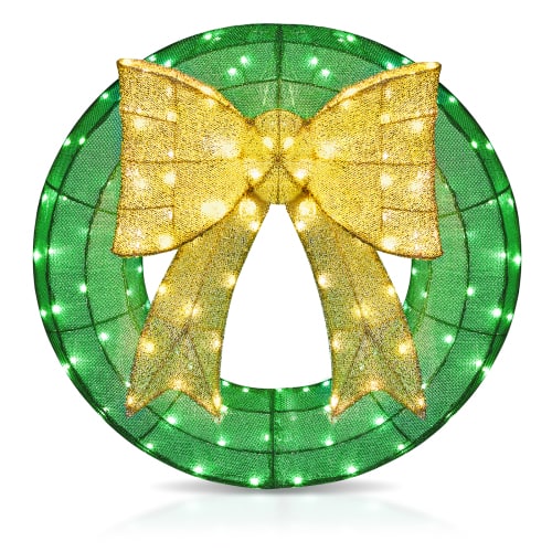 Winado - 24in Christmas Wreath with LED Lights for Indoor / Outdoor Holiday Decoration - Multicolor