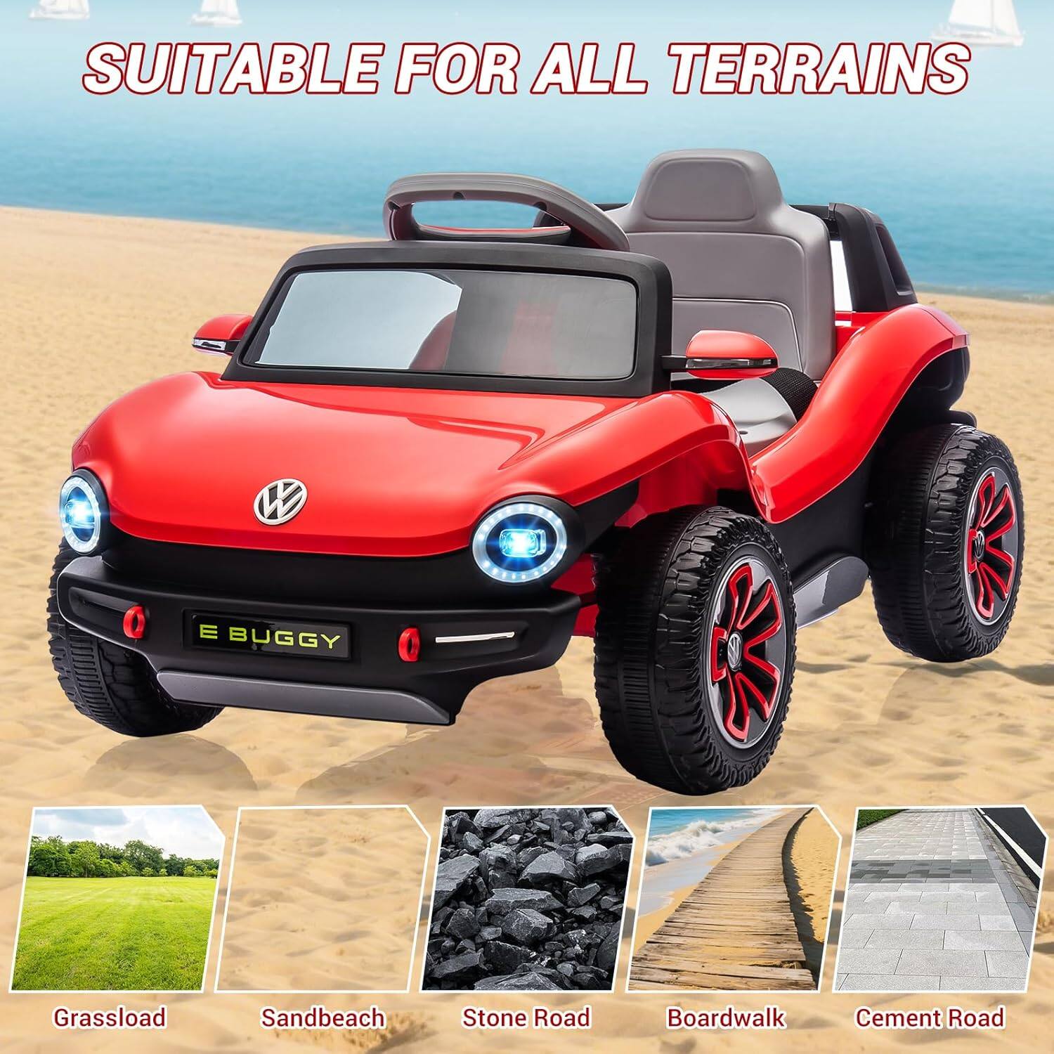 SUITABLE FOR ALL TERRAINS

- Grassload
- Sandbeach
- Stone Road
- Boardwalk
- Cement Road