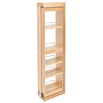 Front. Rev-A-Shelf - Rev-A-Shelf 6" Pullout Wall Filler w/ Soft-close, 42" Height, 432-WFBBSC42-6C - Natural.