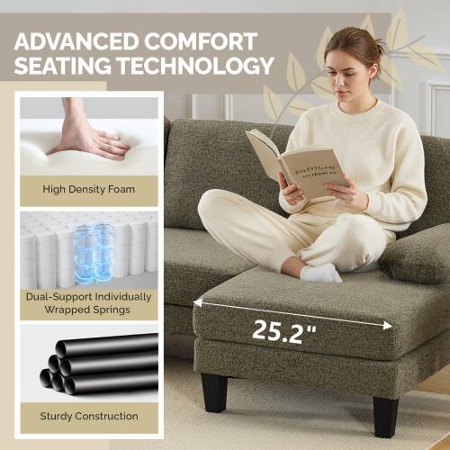 ADVANCED COMFORT SEATING TECHNOLOGY

- High Density Foam
- Dual-Support Individually Wrapped Springs
- Sturdy Construction

25.2"