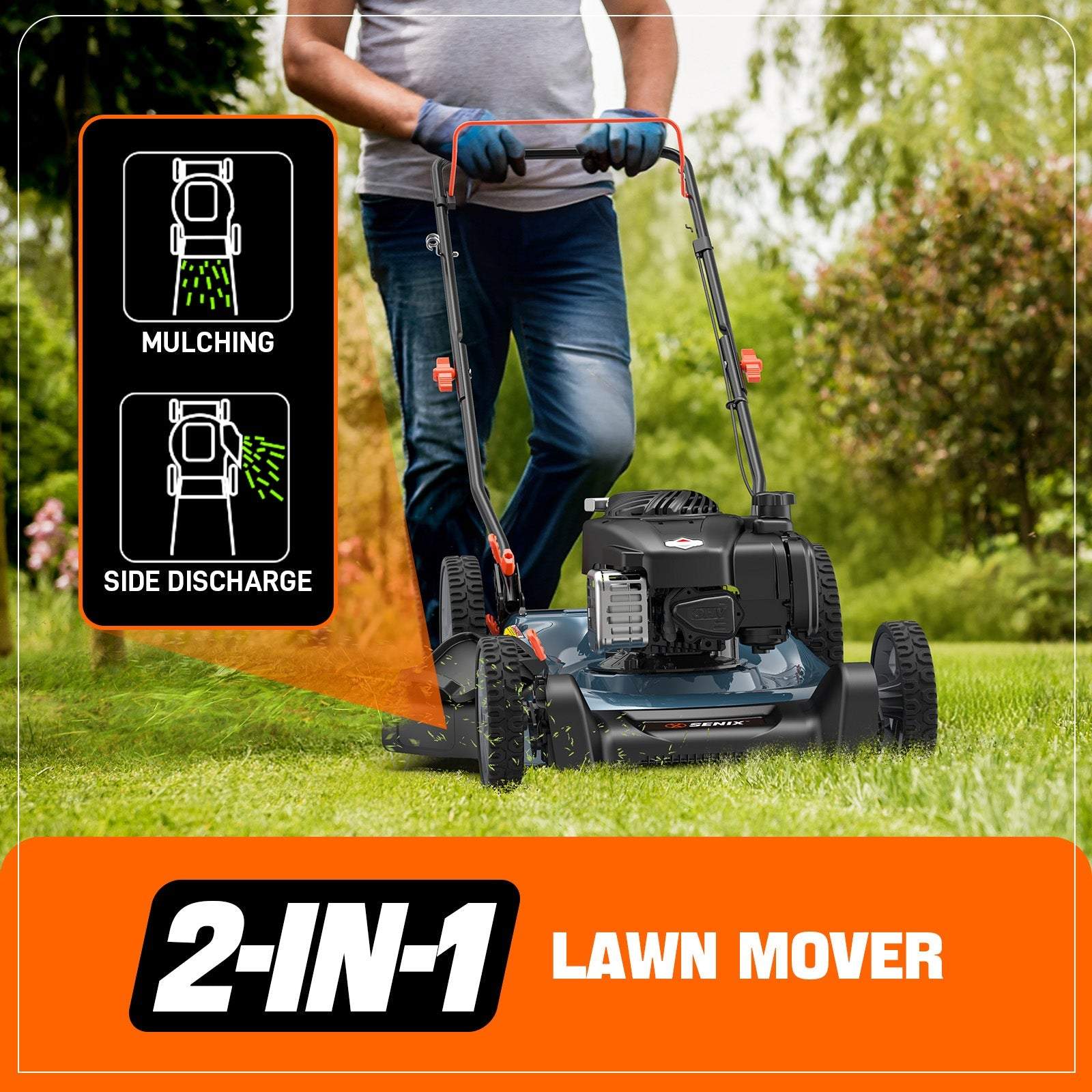 MULCHING SIDE DISCHARGE 2-IN-1 LAWN MOVER