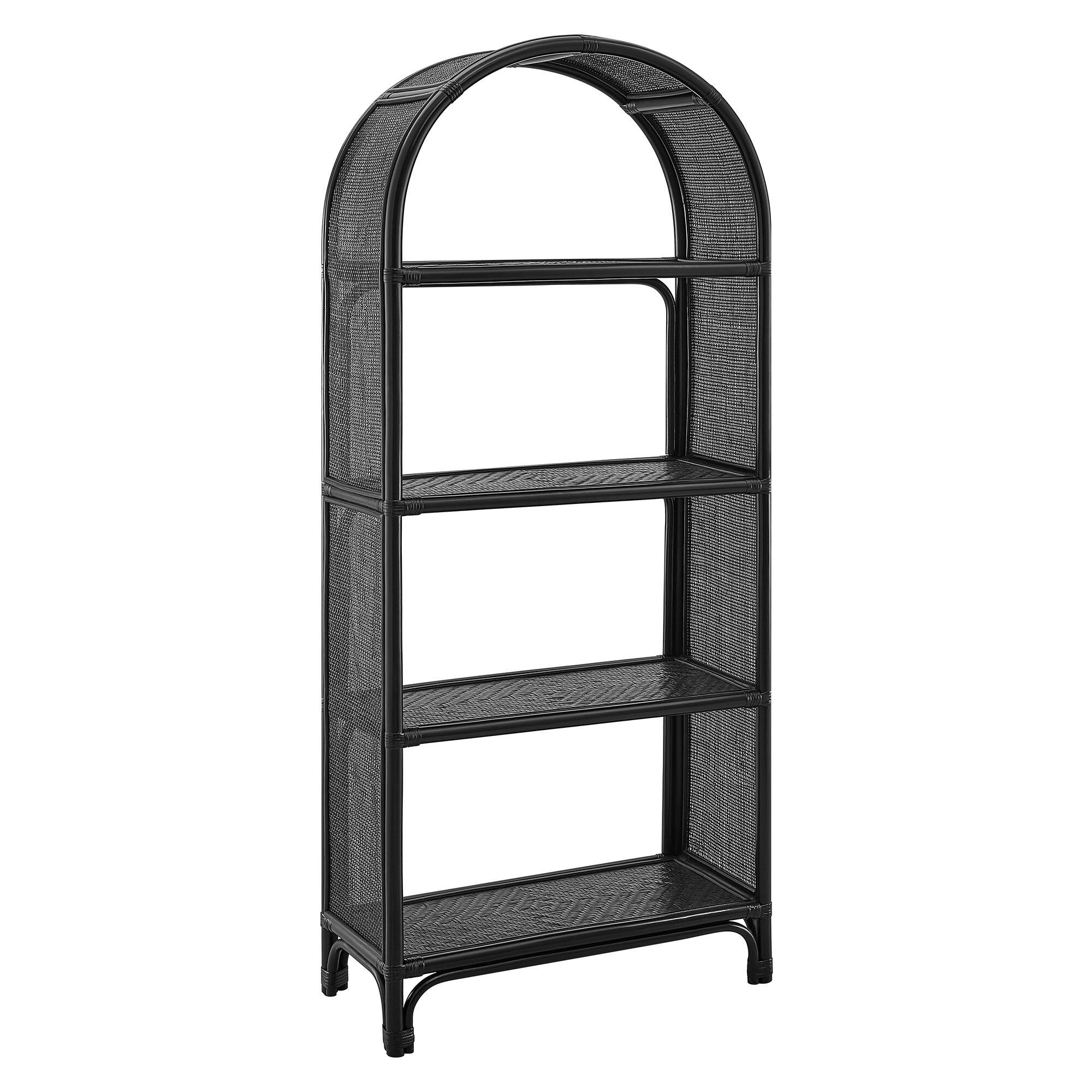 Angle. Modway - Celeste 67 Inch Tall Arched Natural Rattan Bookshelf by Modway - Black.