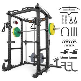 FED Fitness - Power Cage, 1600lbs Multi-Function Power Rack with Adjustable Cable Crossover System , Weight Cage for Home Gym - Black