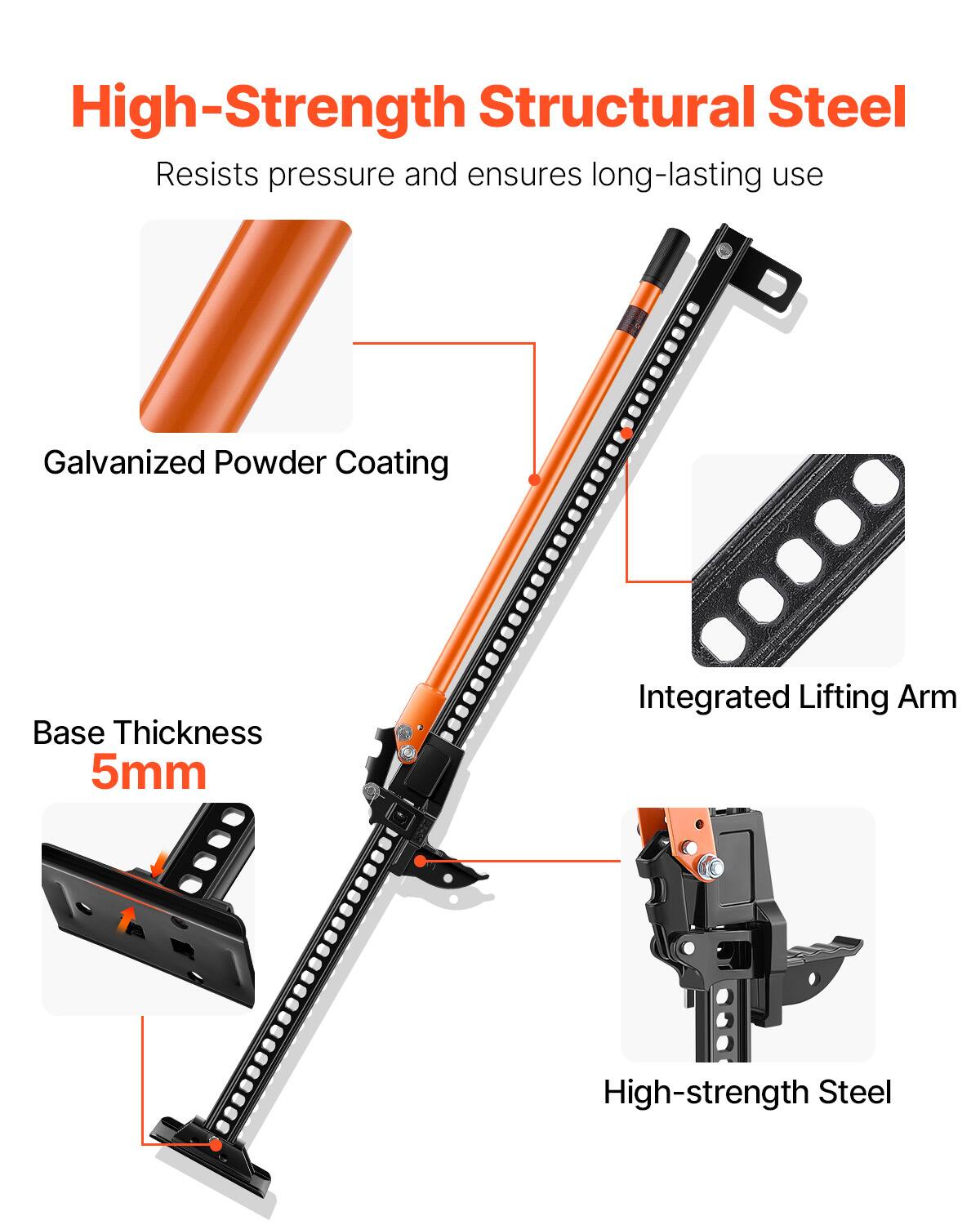 High-Strength Structural Steel Resists pressure and ensures long-lasting use

Galvanized Powder Coating

Base Thickness 5mm

Integrated Lifting Arm

High-strength Steel
