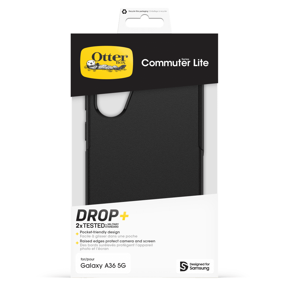 Recycle the packaging / Emballage - recycler

Otter Series BOX Commuter Lite

DROP + to MILITARY 2x TESTED STANDARD + Pocket-friendly design / Facile à glisser dans une poche / Raised edges protect camera and screen / Des bords surélevés protègent l'appareil photo et l'écran

for/pour Galaxy A36 5G

Designed for Samsung