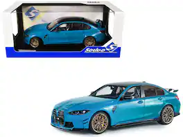 2024 BMW M3 Competition Daytona Beach Blue with Carbon Top 1/18 Diecast Model Car by Solido