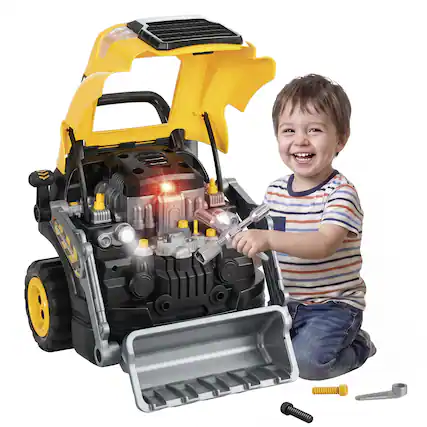 Front. Qaba - Engine Toy, Kids Mechanic Repair Set with Spray, Lights, Sounds - Yellow.