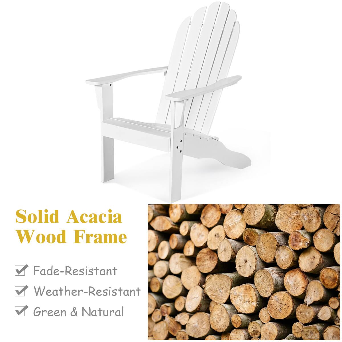 Solid Acacia Wood Frame

- Fade-Resistant
- Weather-Resistant
- Green & Natural