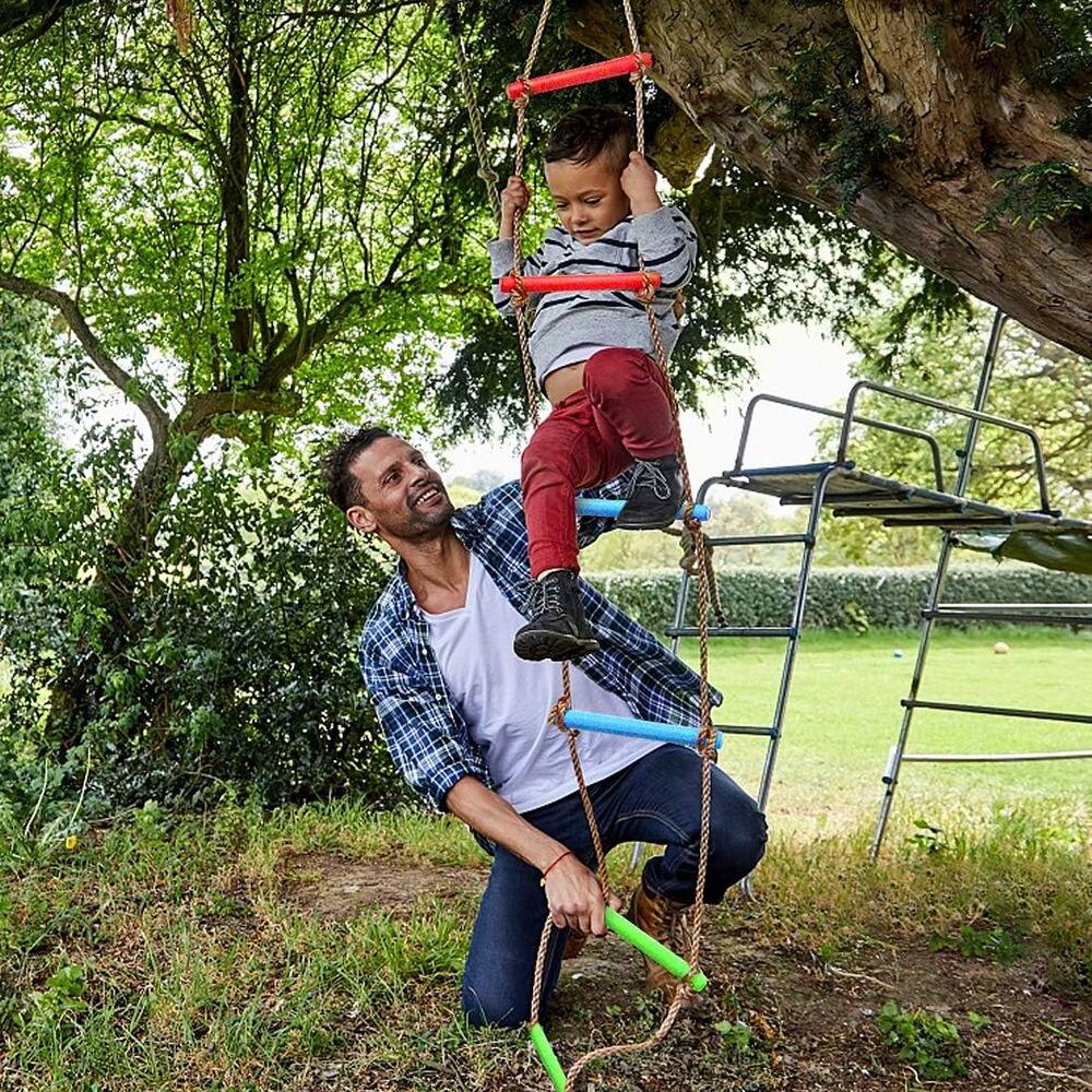Left. MOSZAR LLC - Climbing Rope Ladder for Kids, Indoor/Outdoor Play, Hanging Swing Accessory.