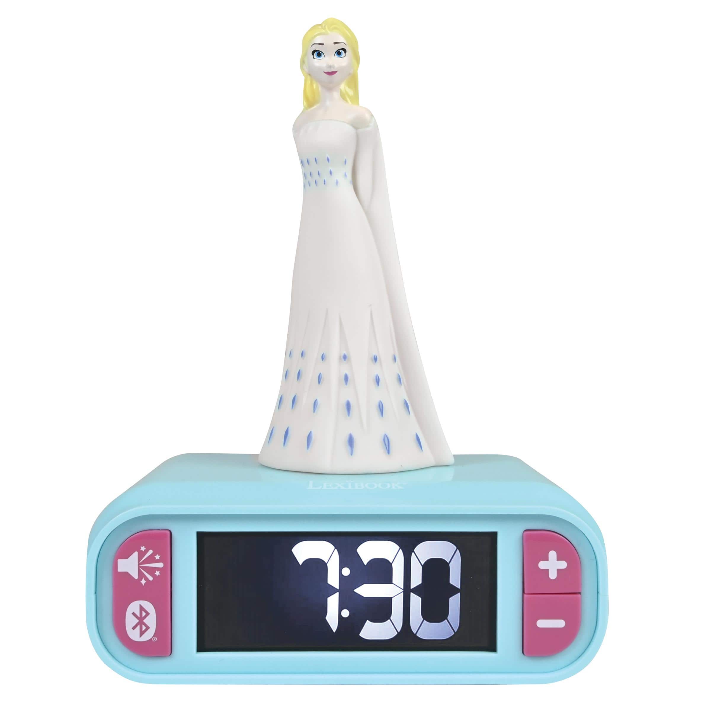 Lexibook - Digital alarm clock with 3D Elsa night light. Bluetooth speaker and sound effects - Blue