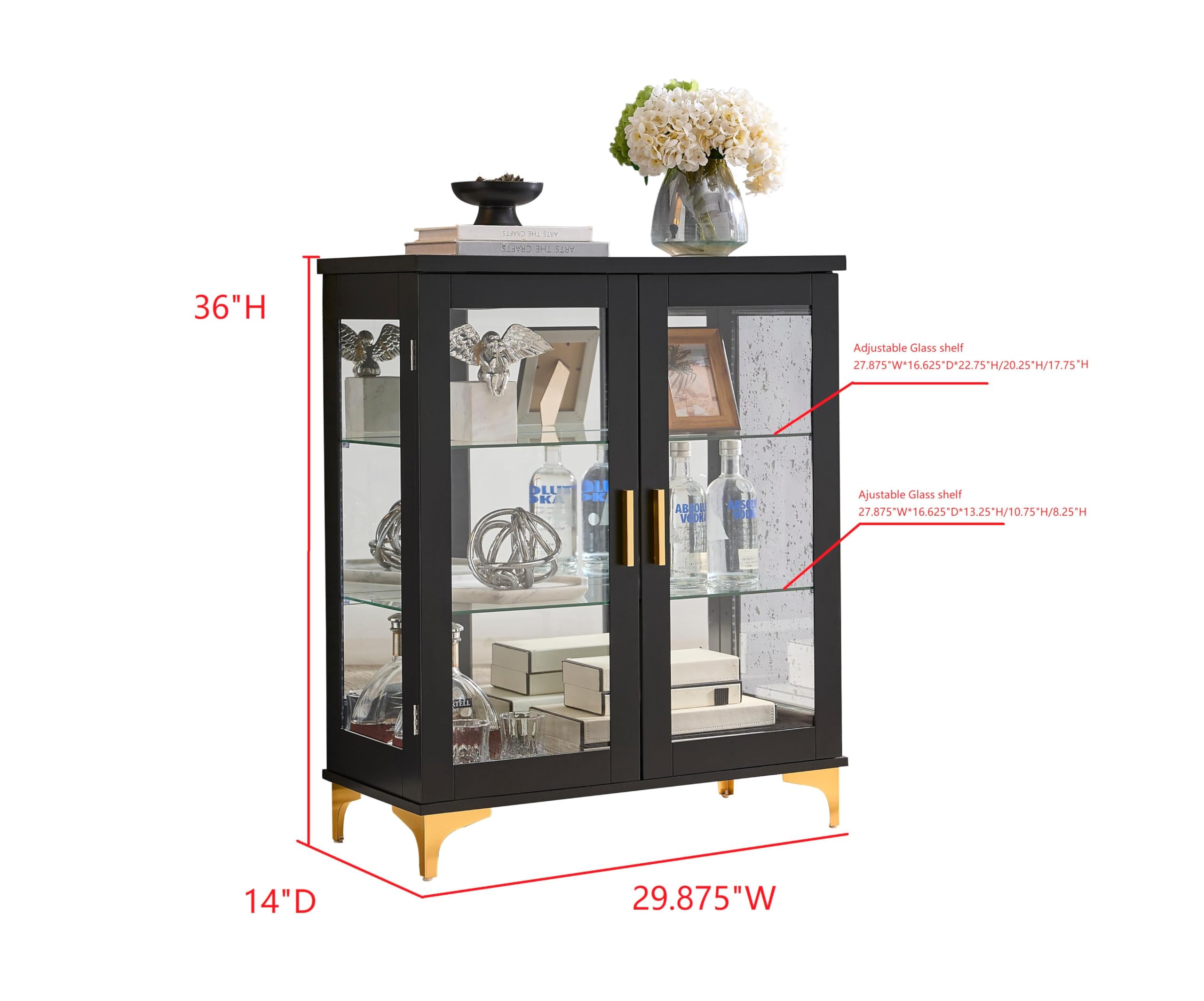 Sure, here is the corrected and grouped text:

---

**SU mLSO CHTALE ARTSTHE**

**36"H Adjustable Glass shelf**  
27.875"W*16.625"D*22.75"H/20.25H/17.75H

**OLUT su C A C WIDE -d Ajustable Glass shelf**  
27.875"W*16.625"D-13.25"H/10.75H/8.25H

**14"D 29.875"W**

---

**Adjustable Glass shelf**  
27.875"W*16.625"D*22.75"H/20.25H/17.75H

**Adjustable Glass shelf**  
27.875"W*16.625"D*13.25"H/10.75H/8.25H

---

**36"H**  
**29.875"W**  
**14"D**