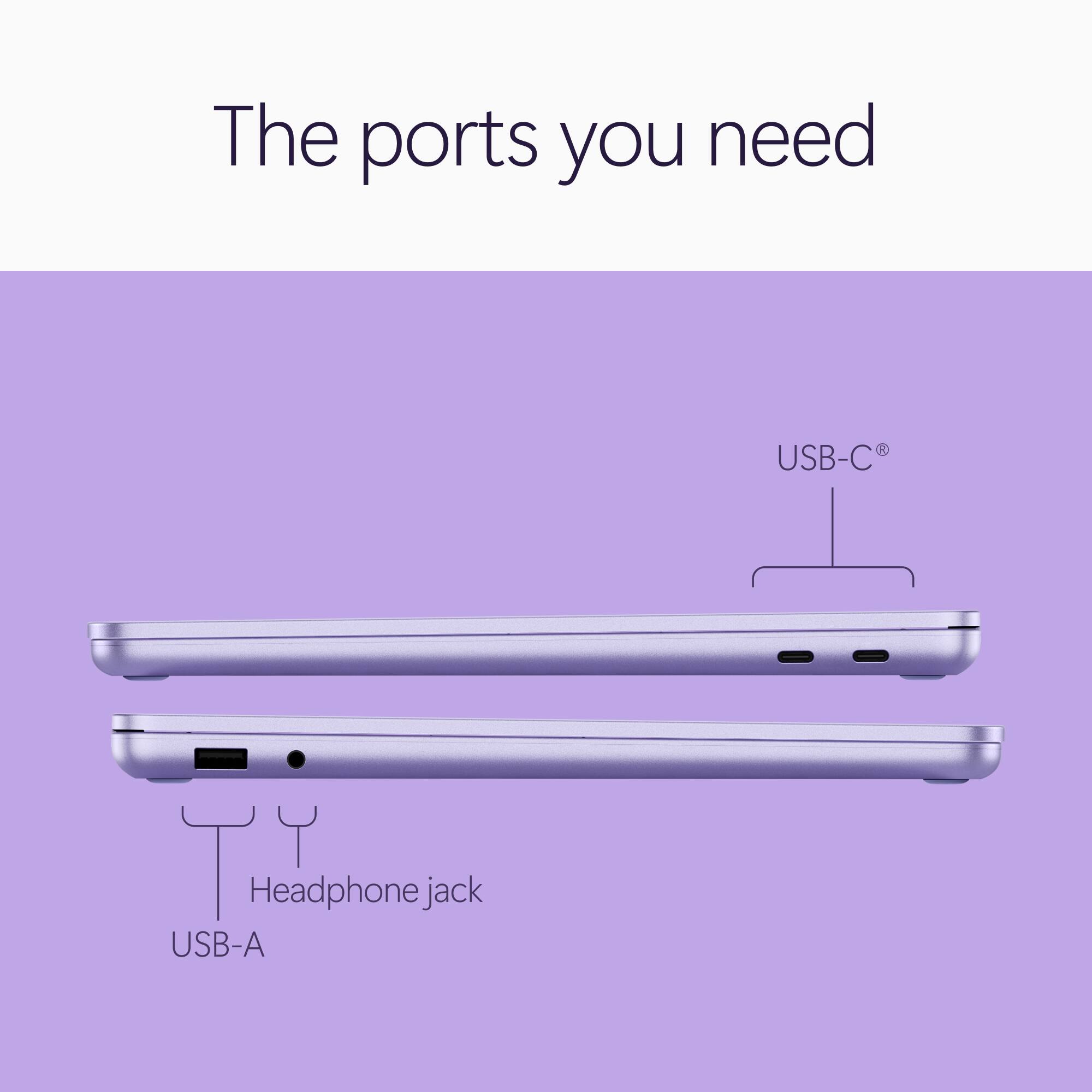The ports you need

- USB-C
- Headphone jack
- USB-A