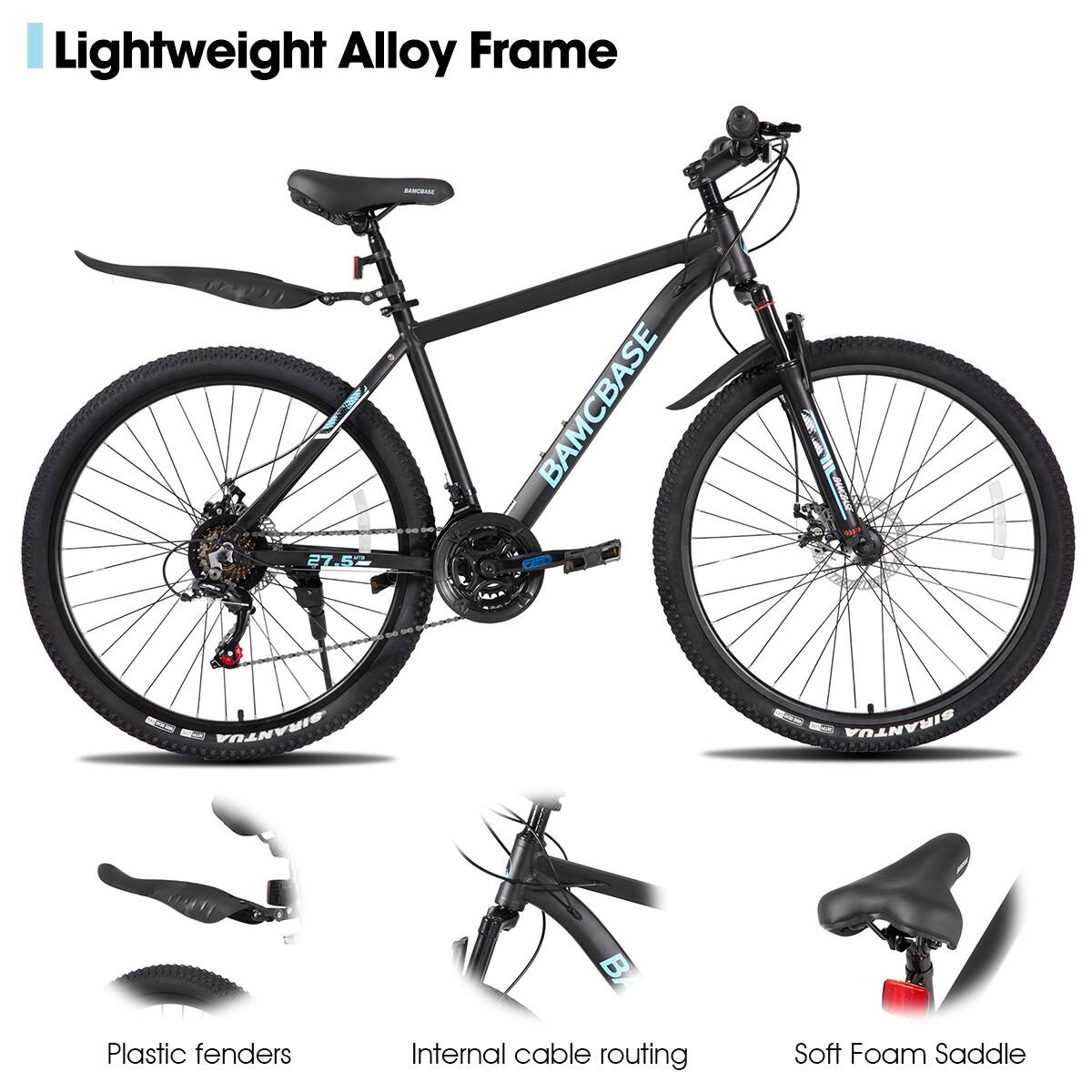 Lightweight Alloy Frame

- Plastic fenders
- Internal cable routing
- Soft Foam Saddle
