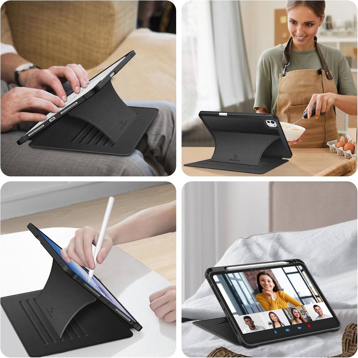 Alt View 1. Fintie - Magnetic Stand Case for iPad Pro 11-inch (M5) 2025 / (M4) 2024 Multi-Angle Viewing Rugged Shockproof TPU Back Cover - Black.