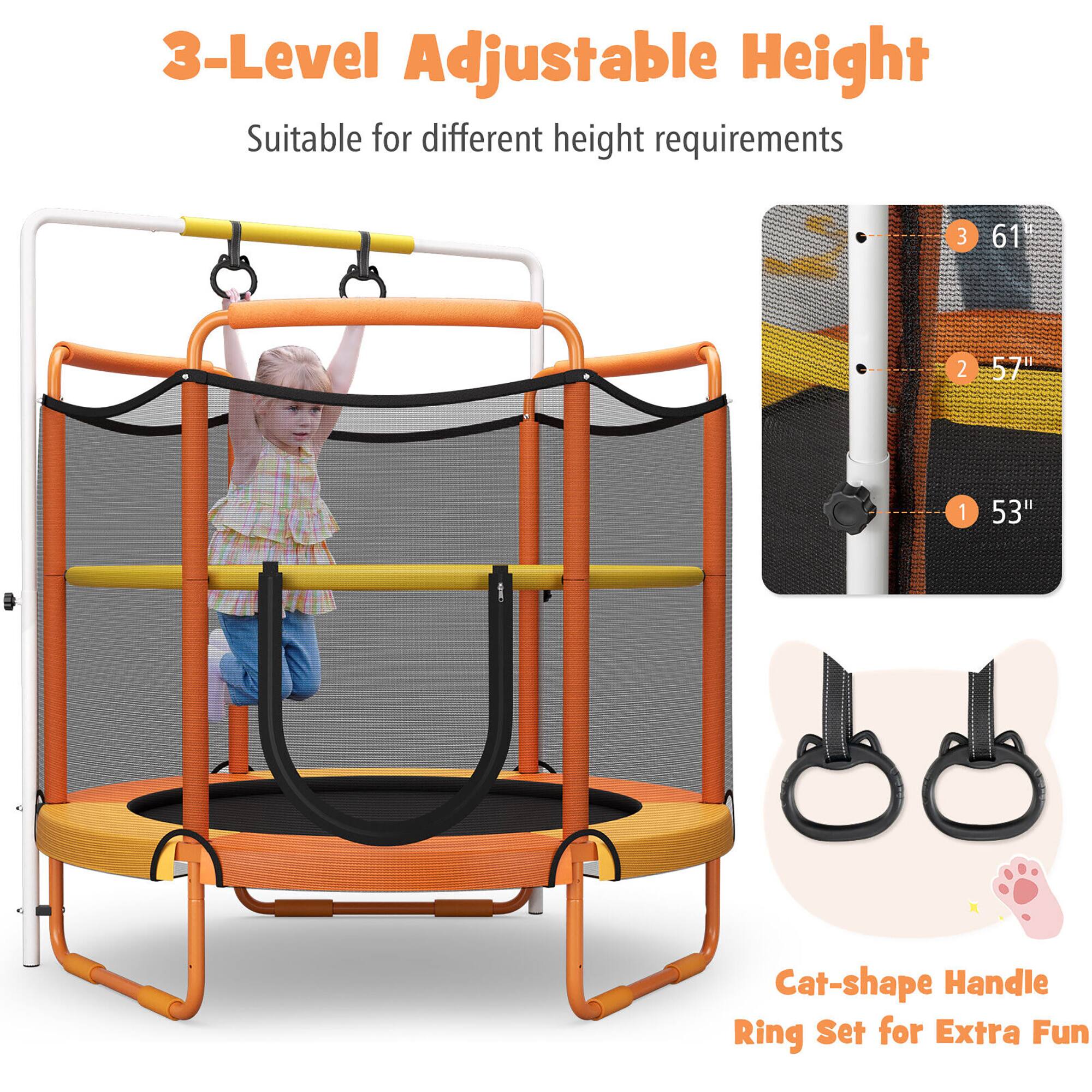 3-Level Adjustable Height  
Suitable for different height requirements  

3 61"  
2 57"  
1 53"  

Cat-shape Handle Ring Set for Extra Fun