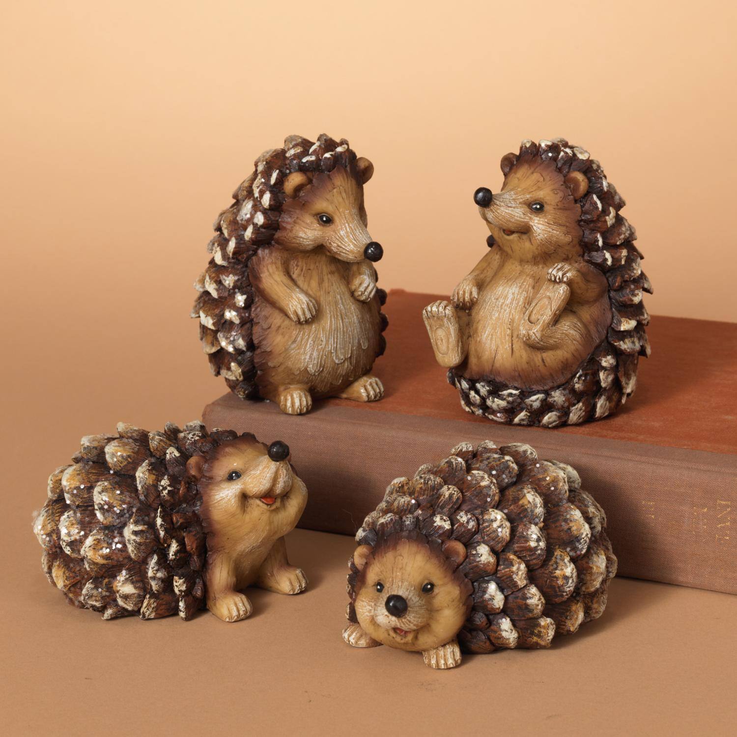 Front. The Gerson Companies - Gerson Brown Hedgehog with Glitter Figurine 4 in. (Case of 8) - Brown.