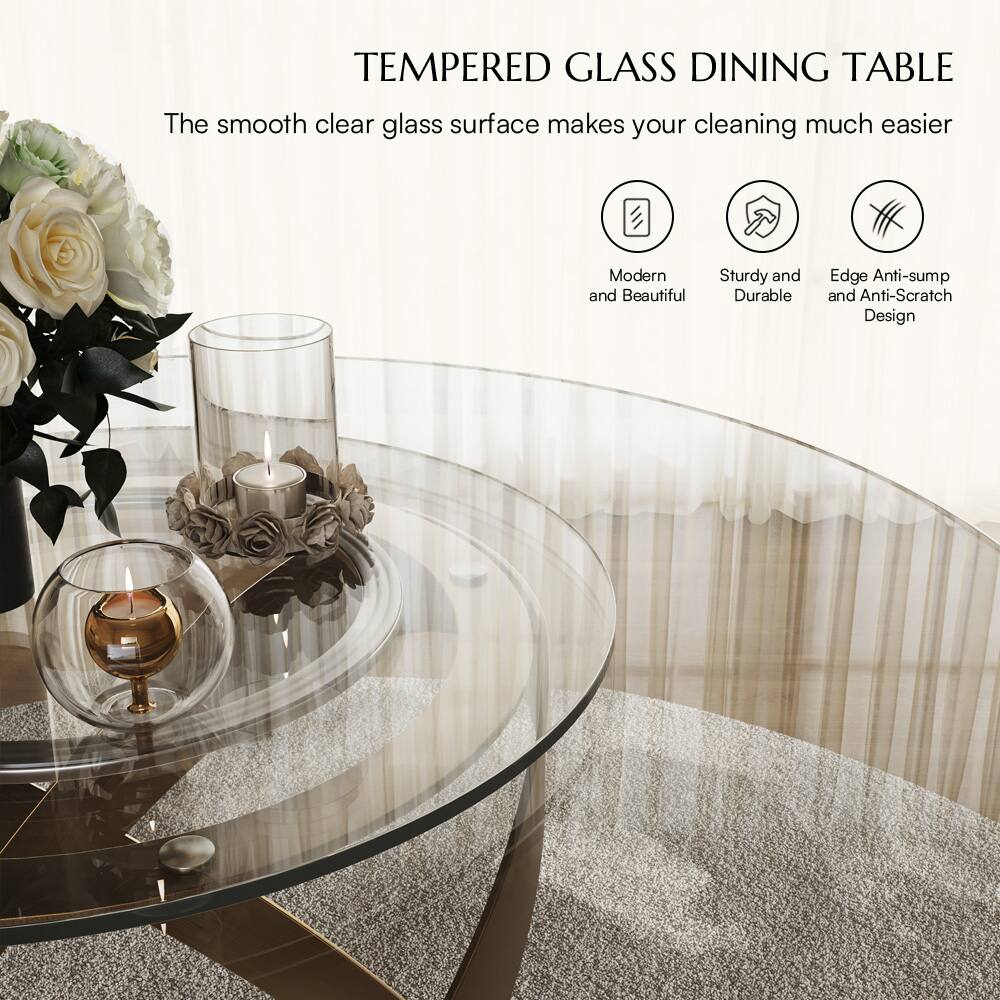 TEMPERED GLASS DINING TABLE

The smooth clear glass surface makes your cleaning much easier

- Modern and Beautiful
- Sturdy and Durable
- Edge Anti-sump and Anti-Scratch Design
