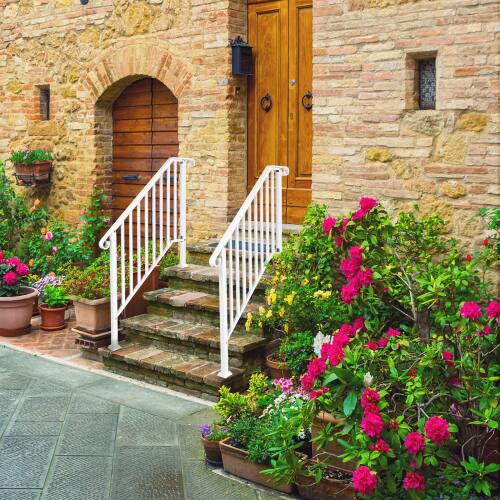 Alt View 10. Winado - Handrails Steps Stair Fits 3-4 Steps, Wrought Iron Hand Rail Stair Railing 1PC for Outdoor Concrete Porch Wooden Steps - White.