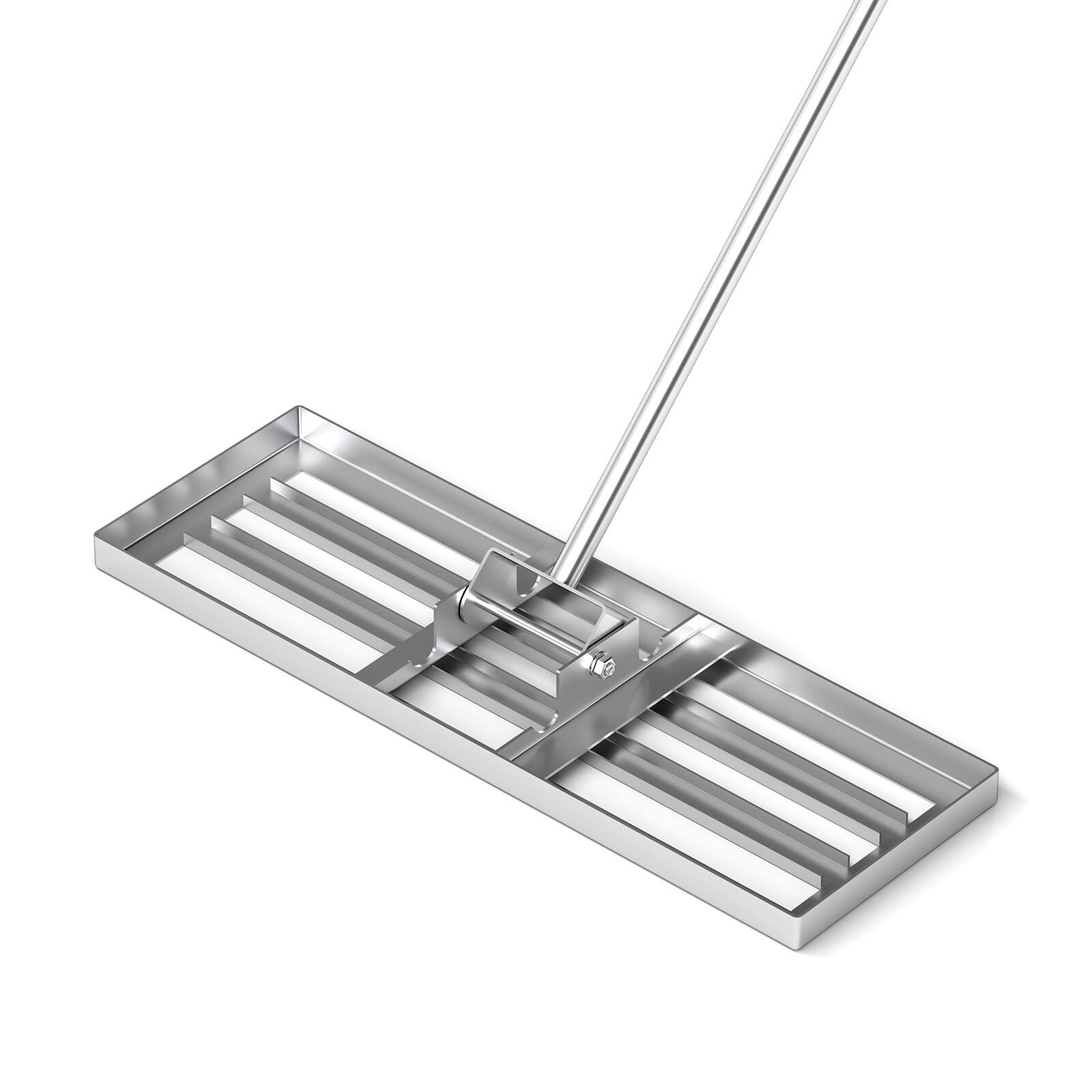 Front. Sugift - 30 x 10 Inch Lawn Leveling Rake with Ergonomic Handle-Silver - Silver.