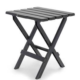 Camco - 51885 Large Adirondack Portable Outdoor Furniture Folding Table, Charcoal - Gray