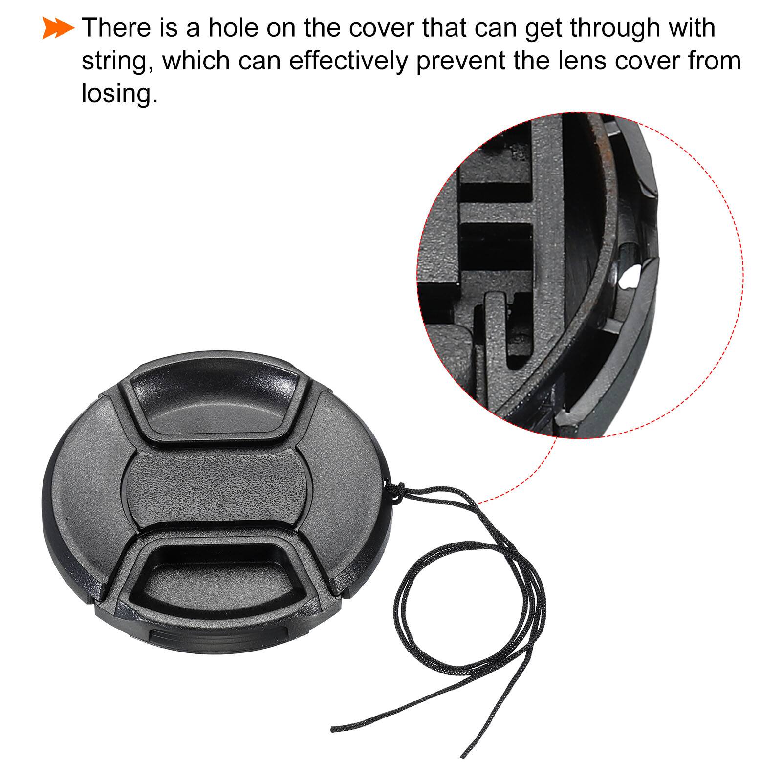 There is a hole on the cover that can get through with string, which can effectively prevent the lens cover from losing.