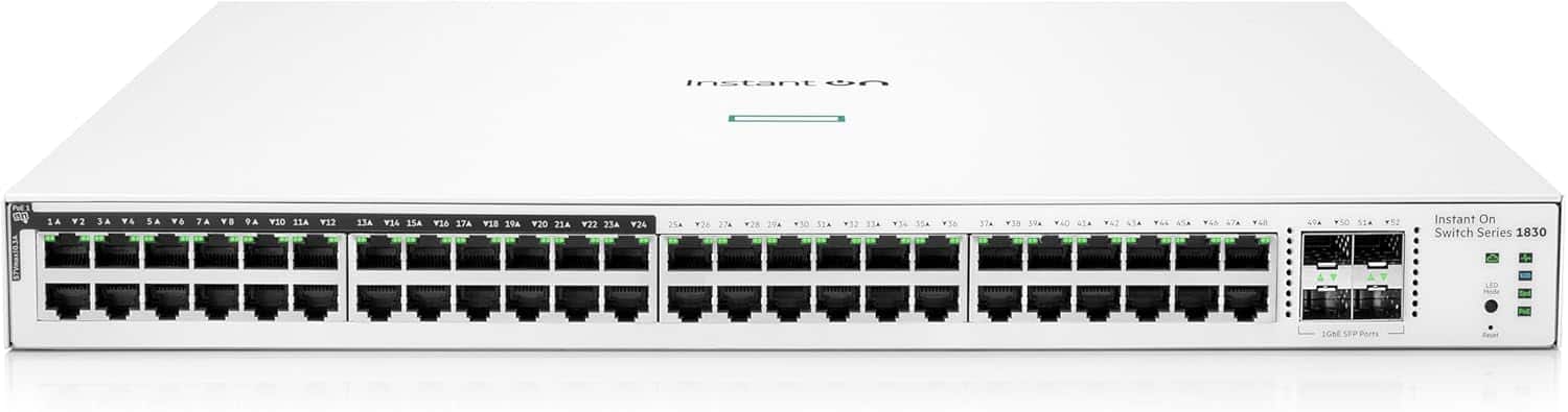 HPE Networking Instant On - Switch Series 1830 48-Port Gb Smart-Managed Layer 2 Ethernet Switch with PoE JL815A#ABA