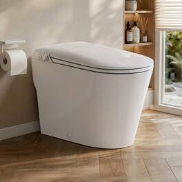 Koligey - 17.5" ADA Non-Electric Bidet Toilet, MAP 1000g Powerful Flush Smart Toilet with Lady/Rear Wash, Foot-kick Flush - White