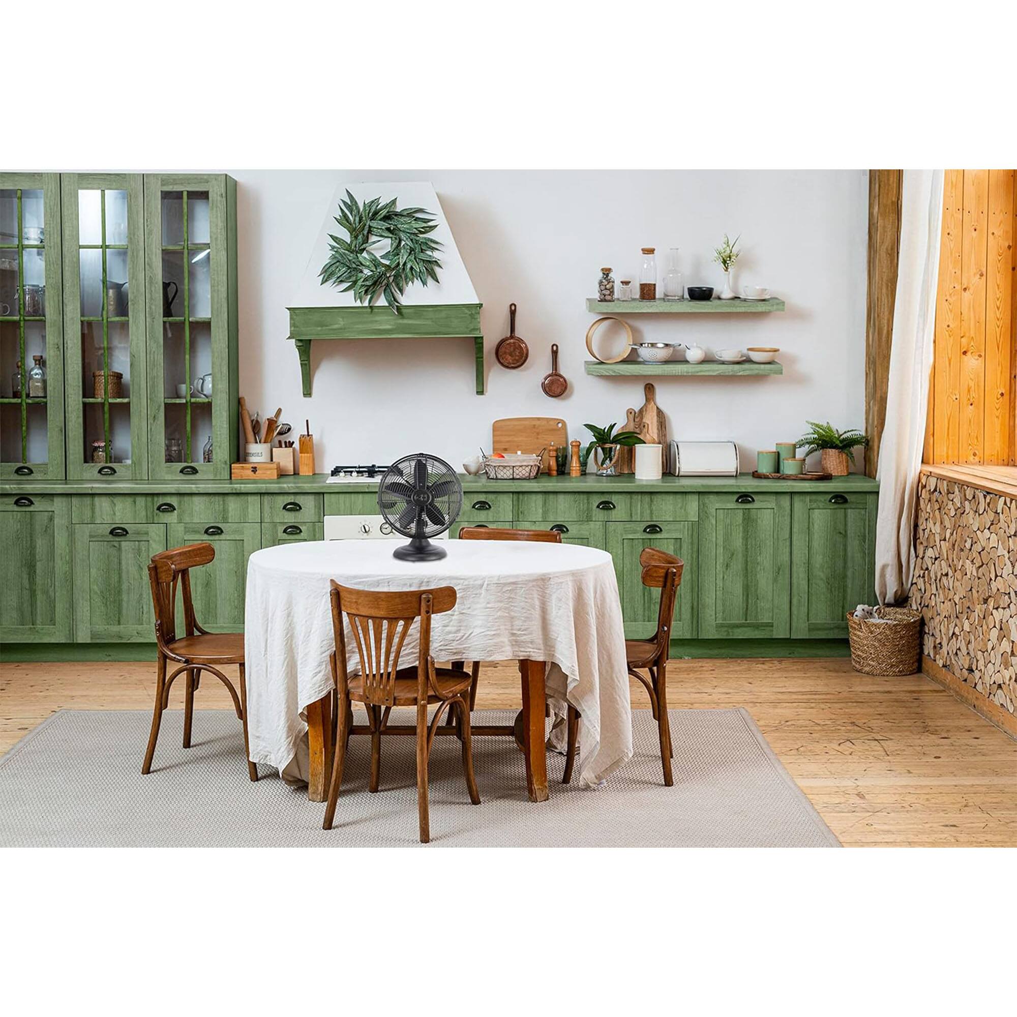 Alt View 2. Good Housekeeping - Good Housekeeping All-Metal Oscillating Retro Desk Fan, 12 Inch, Breezewave - Breezewave.