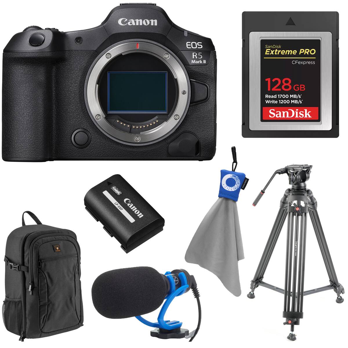 Canon EOS R5 Mark II  
SanDisk Extreme PRO CFexpress 128 GB  
Read 1700 MB/s Write 1200 MB/s  
SanDisk  
LP-E6P Canon