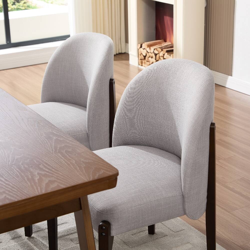 Alt View 4. Loheer - Loheer Wooden Dining Chairs Set of 2 Modern Fabric Upholstered Kitchen Farmhouse Dinner Chair - Grey.