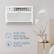 The image features a white air conditioner mounted on a wall. The text on the image provides information about the plug type, plug special, cable length, and voltage. The plug type is NEMA 6-20P, and the plug special is 230V/20AMP. The cable length is 6.5 feet, and the voltage is 230V.