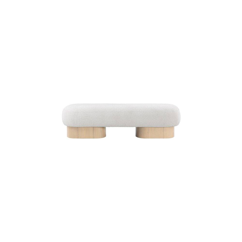 Alt View 3. Meridian Furniture - Robertson Cream Boucle Fabric Bench - Beige.