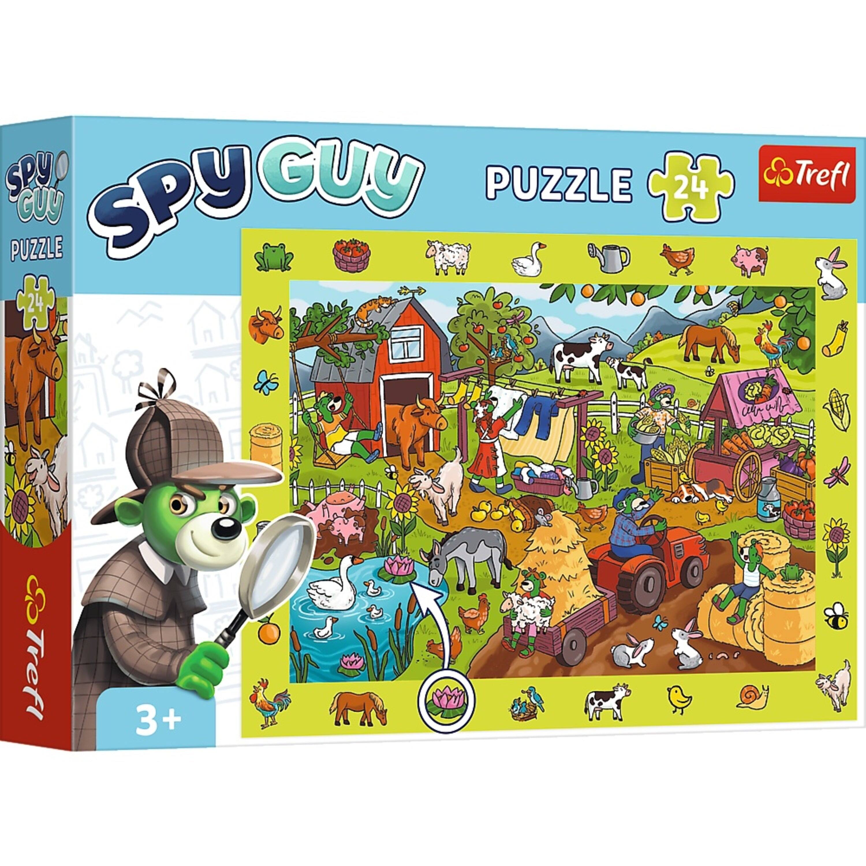 Trefl - Kids 24 Piece Puzzle - Spy Guy - Farm - The Treflik Family