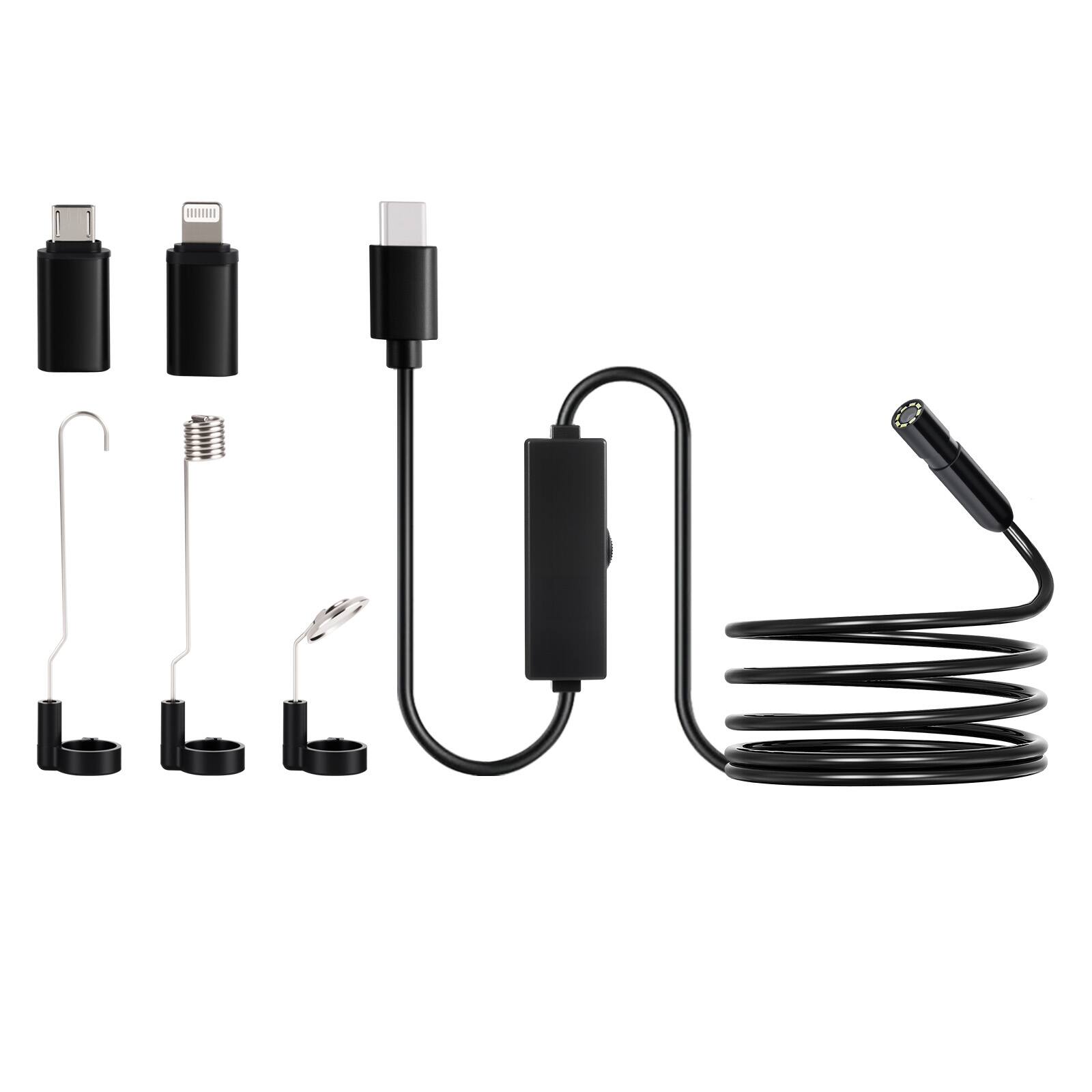 Alt View 4. VEVOR - Endoscope Camera with Light, 1920P HD Borescope for Android & IOS, 8 LED Lights Inspection Camera with 10FT Semi-Rigid - Black.