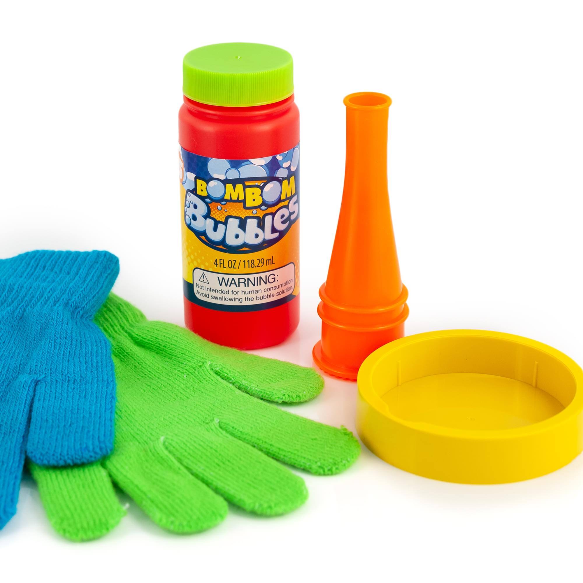 BOMBOM Bubbles  
4 FL OZ / 118.29 mL  

WARNING: Not intended for human consumption. Avoid swallowing the bubble solution.