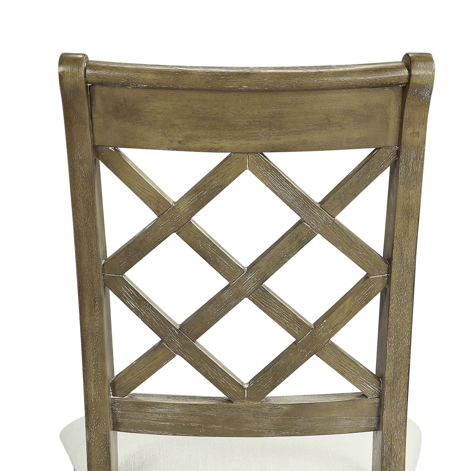 Alt View 2. GOODSILO - Elegant Beige Linen Upholstered Side Chair with Rustic Oak Finish, Set of 2 - Beige+Oak.