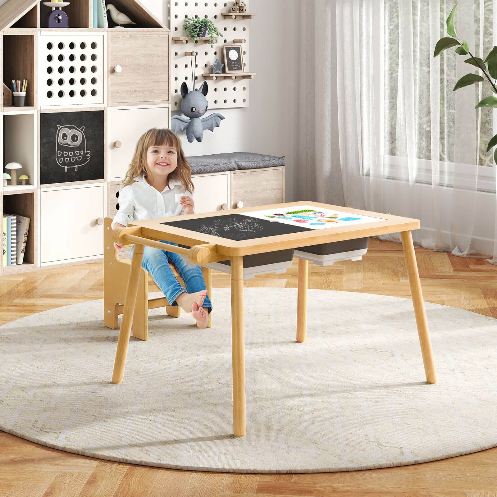 Alt View 1. Costway - Costway Sensory Table & Chair Set for Kids 2-8 with Foldable Bins for Sand/Water & Paper Beige - Beige.