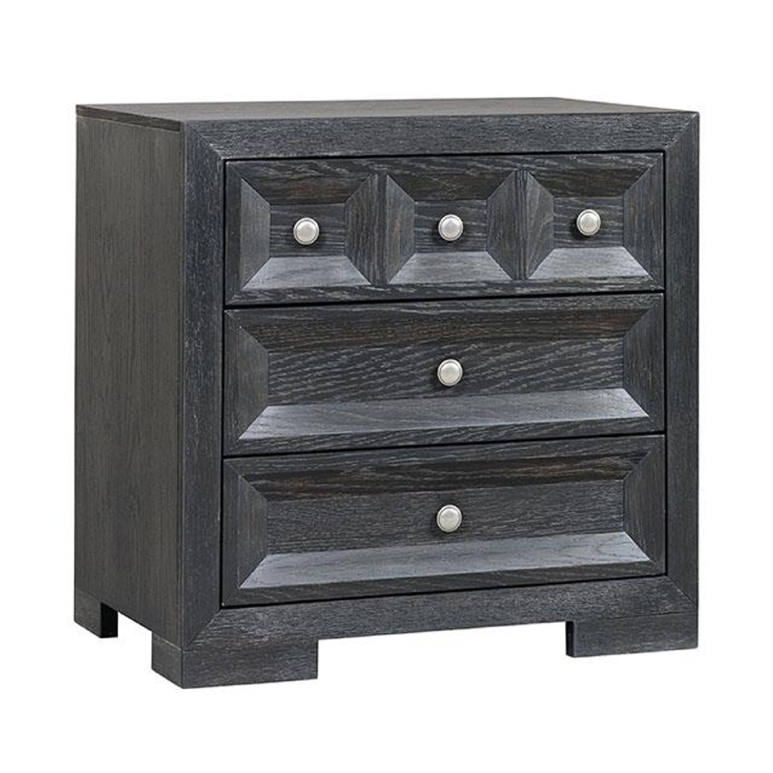 Photos - Storage Сabinet MANHATTAN Lane - Kizie Nightstand, 3 Drawers, USB A-C, Wood, 28 Inch - Weathered Black BM333811 