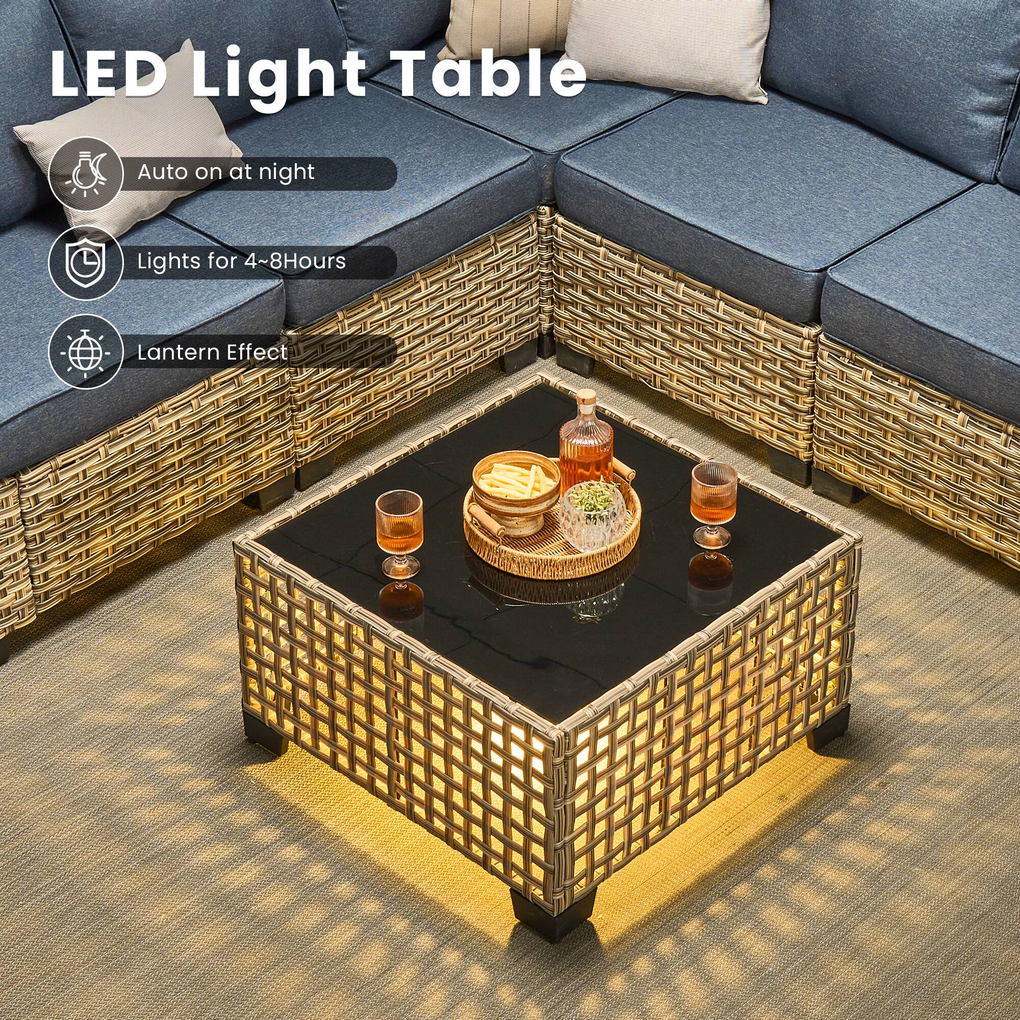 LED Light Table  
Auto on at night  
Lights for 4~8 Hours  
Lantern Effect