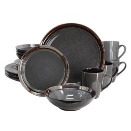 Gibson - Elite Priya 16 Piece Stoneware Reactive Glaze Dinnerware Set in Grey - Gray